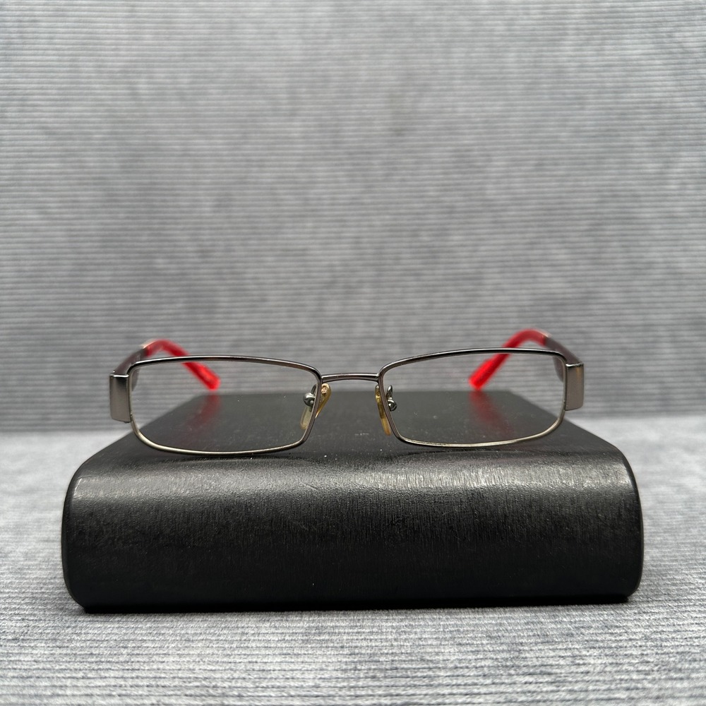 Arnette Y2K Eyeglasses MOD 6016 616 Gunmetal Red Rectangular Frames 50 16 140